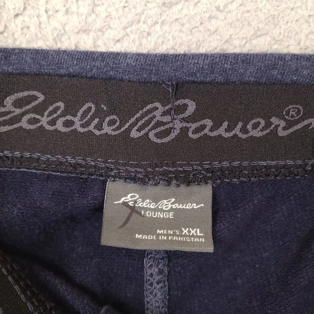 Eddie Bauer Sweat Shorts XXL 44 Waist Blue Lounge‎ Drawstring Elastic Stretch